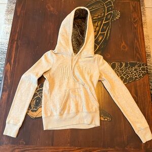Hollister Tan Pullover Fur Hooded Sweater Soft Knit Casual